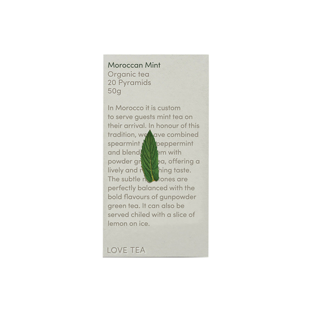 image of Love Tea Organic Moroccan Mint Tea x 20 Pyramids on white background 