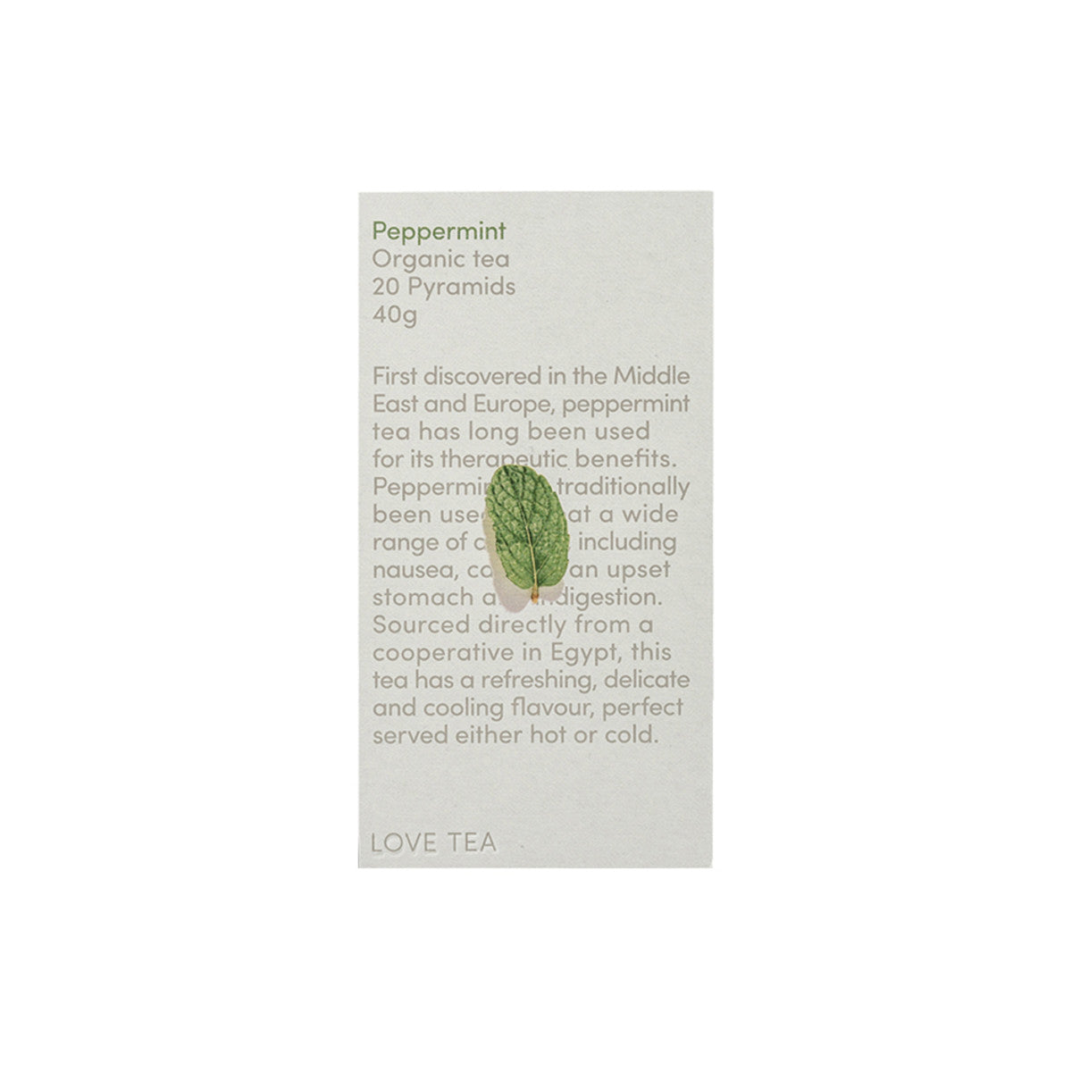 image of Love Tea Organic Peppermint x 20 Pyramids on white background 