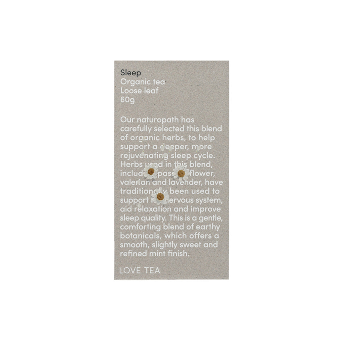 image of Love Tea Organic Sleep Tea Loose Leaf 60g on white background 