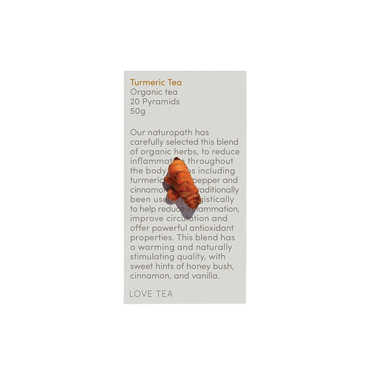 image of Love Tea Organic Turmeric Tea x 20 Pyramids on white background 