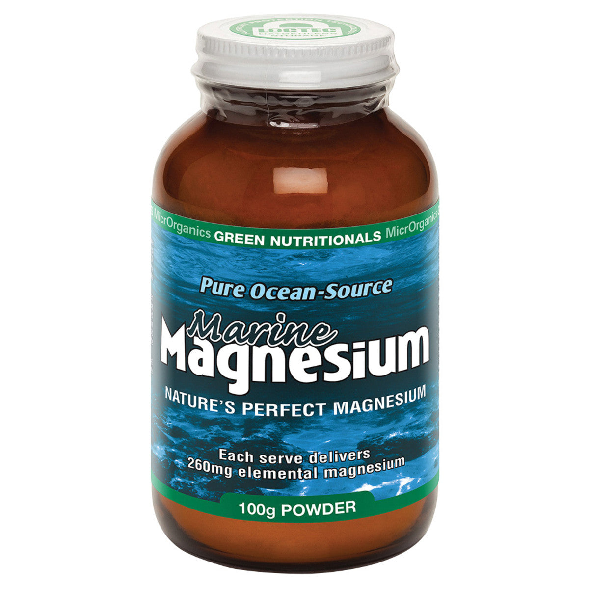 image of MicrOrganics Green Nutritionals Pure Ocean-Source Marine Magnesium 100g Powder on white background