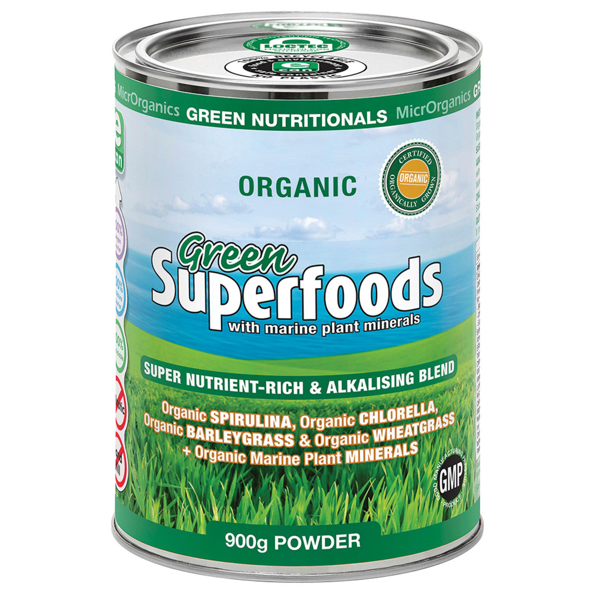 image of MicrOrganics Green Nutritionals Green Superfoods 900g Powder on white background 