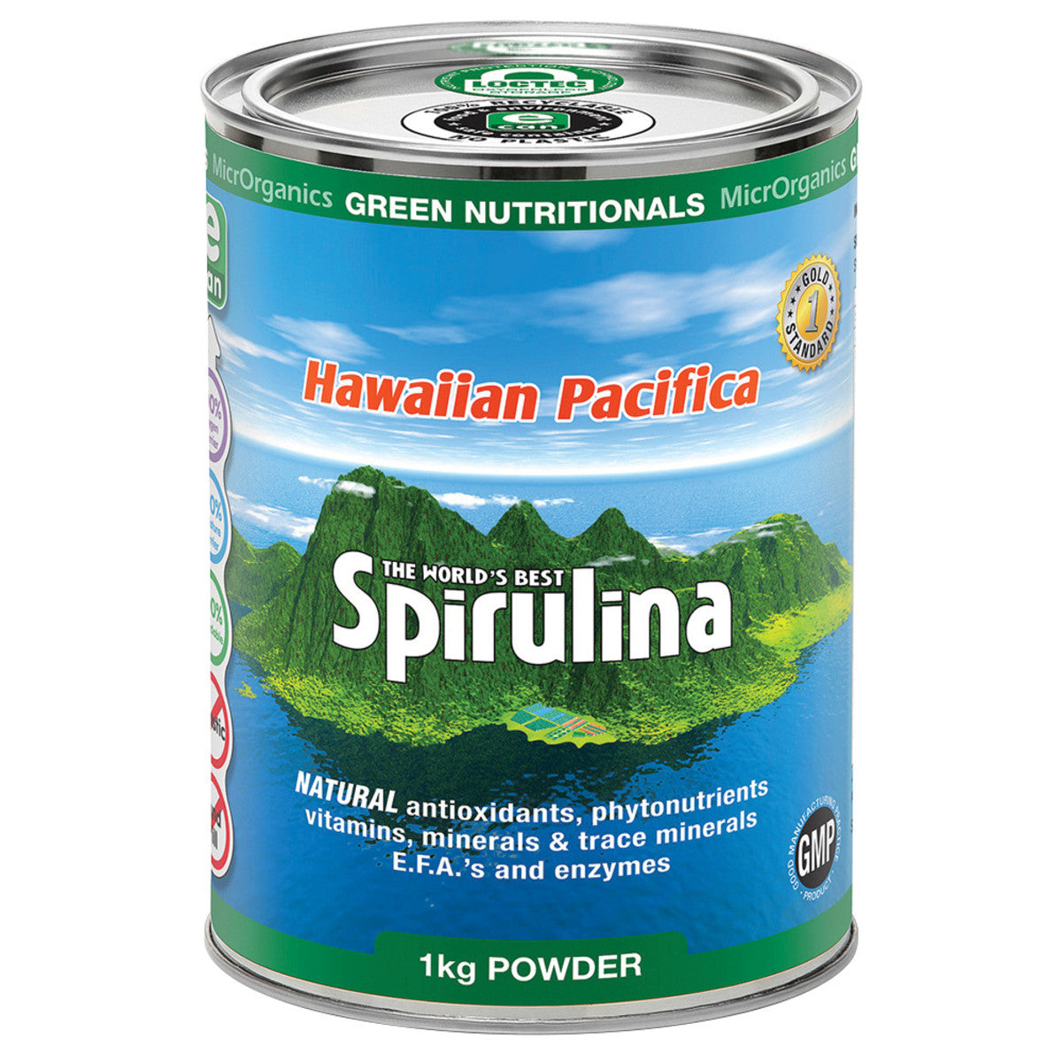 image of MicrOrganics Green Nutritionals Hawaiian Pacifica Spirulina 1kg Powder on white background