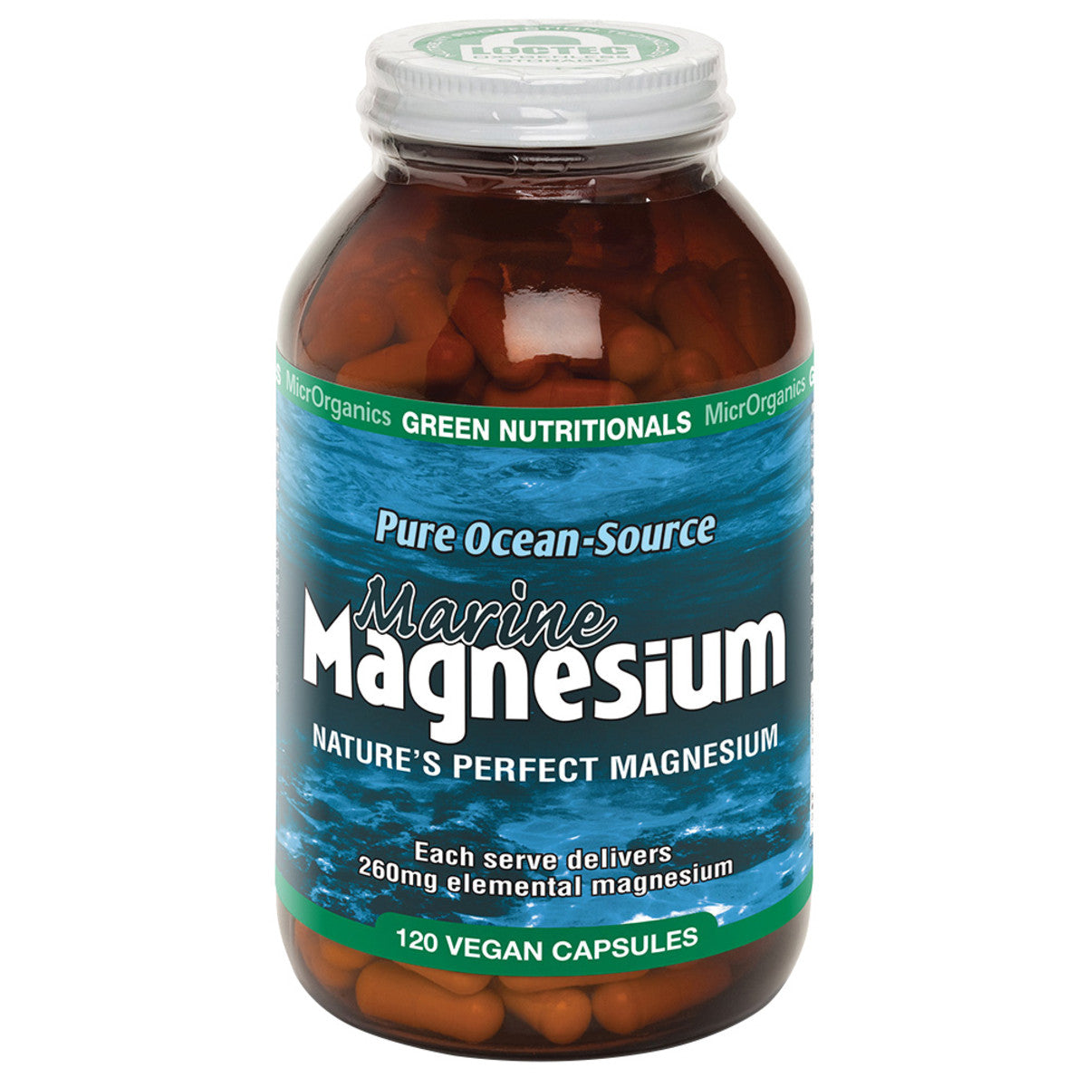 image of MicrOrganics Green Nutritionals Pure Ocean-Source Marine Magnesium 120vc on white background