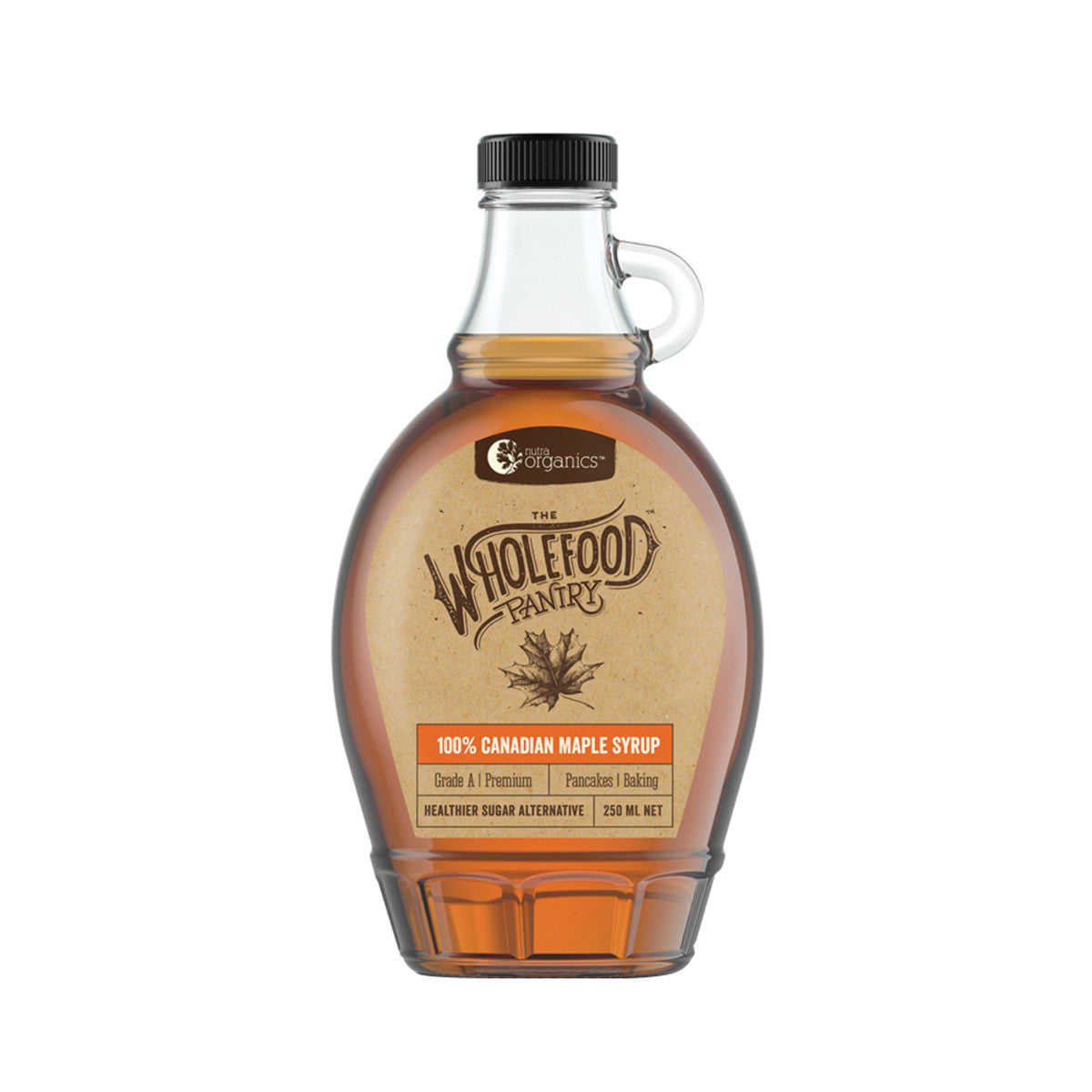 image of Nutra Organics Wholefood Pantry 100% Canadian Maple Syrup 250ml on white background 