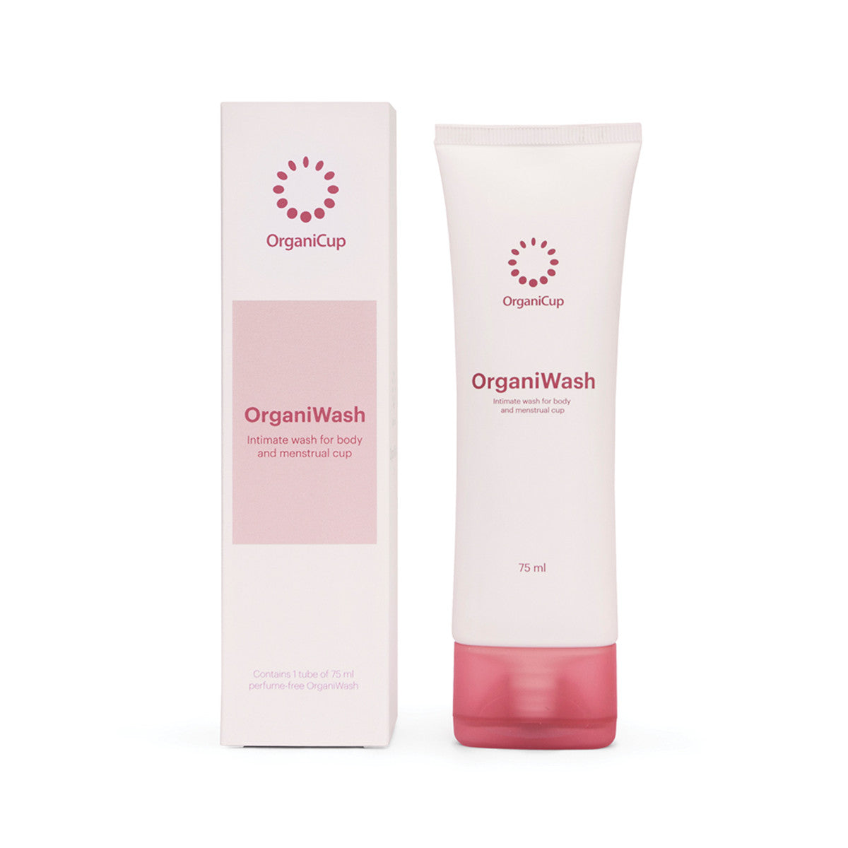 image of OrganiCup OrganiWash 75ml on white background 