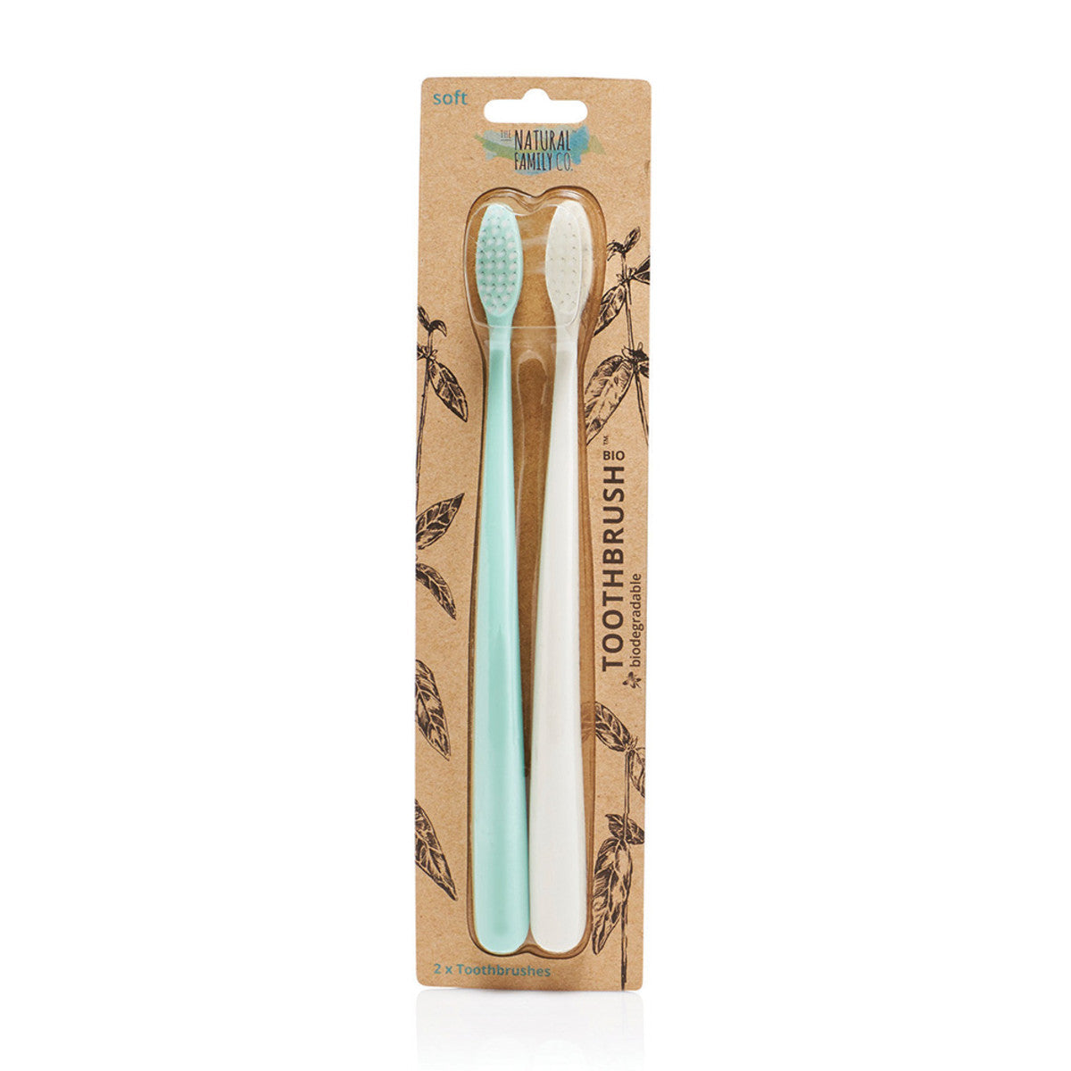 image of The Natural Family Co. Bio Toothbrush Pastel Mixed Colours x 2 Pack on white background