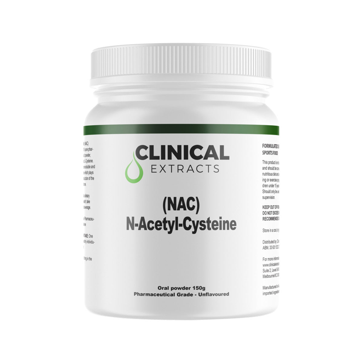 image of Clinical Extracts N-Acetyl-Cysteine Oral Powder 150g with a white background