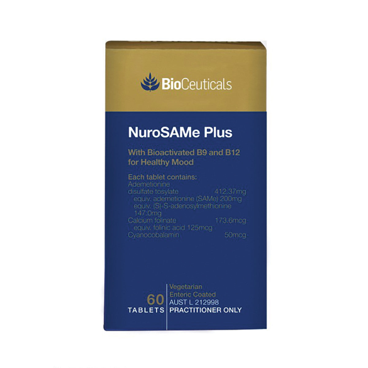 image of BioCeuticals NuroSAMe Plus 60t on white background 