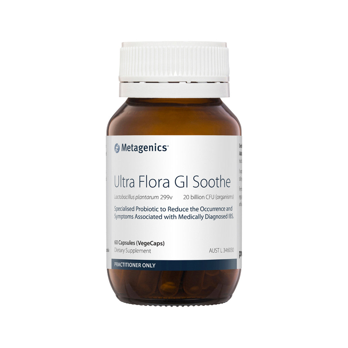 image of Metagenics Ultra Flora GI Soothe 60vc on white background