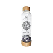 image of Luvin' Life Water Bottle Amethyst Crystals & Bamboo 'Gratitude' (Includes Sleeve) 550ml on white background 