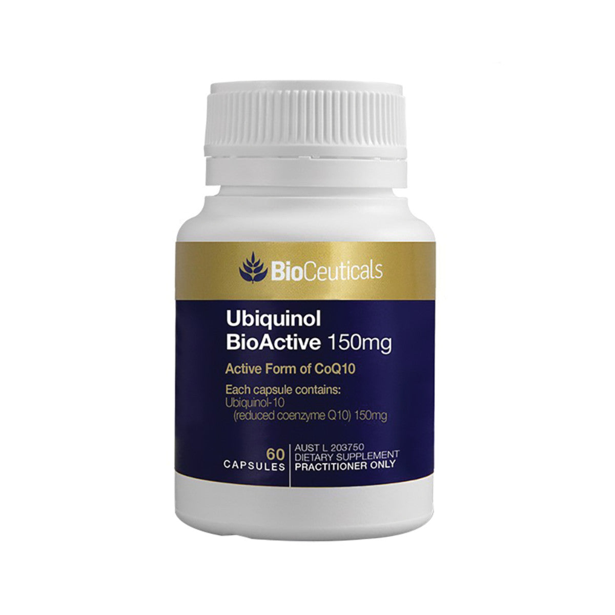 image of BioCeuticals Ubiquinol BioActive 150mg 60c on white background 