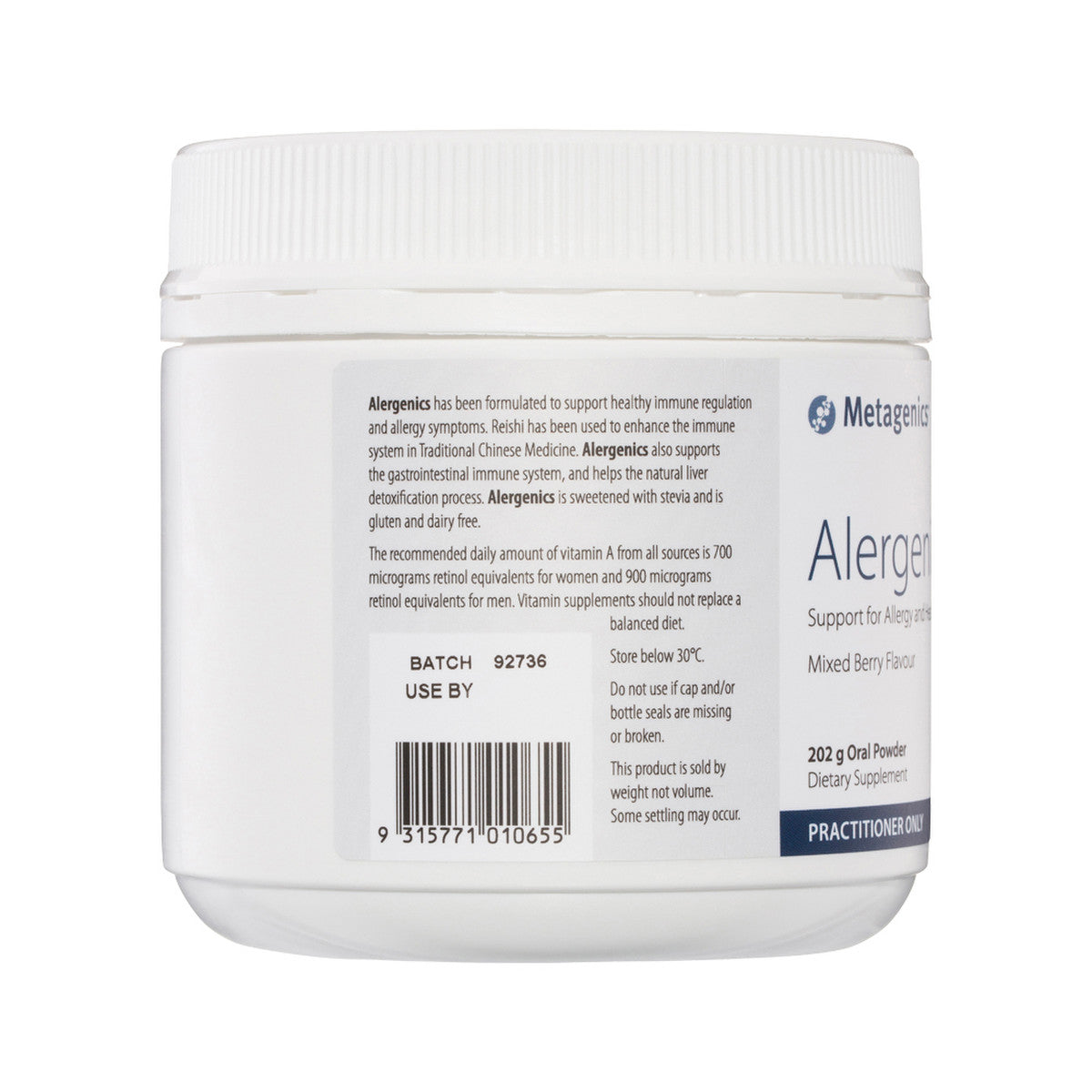 image of Metagenics Alergenics Powder 202g on white background