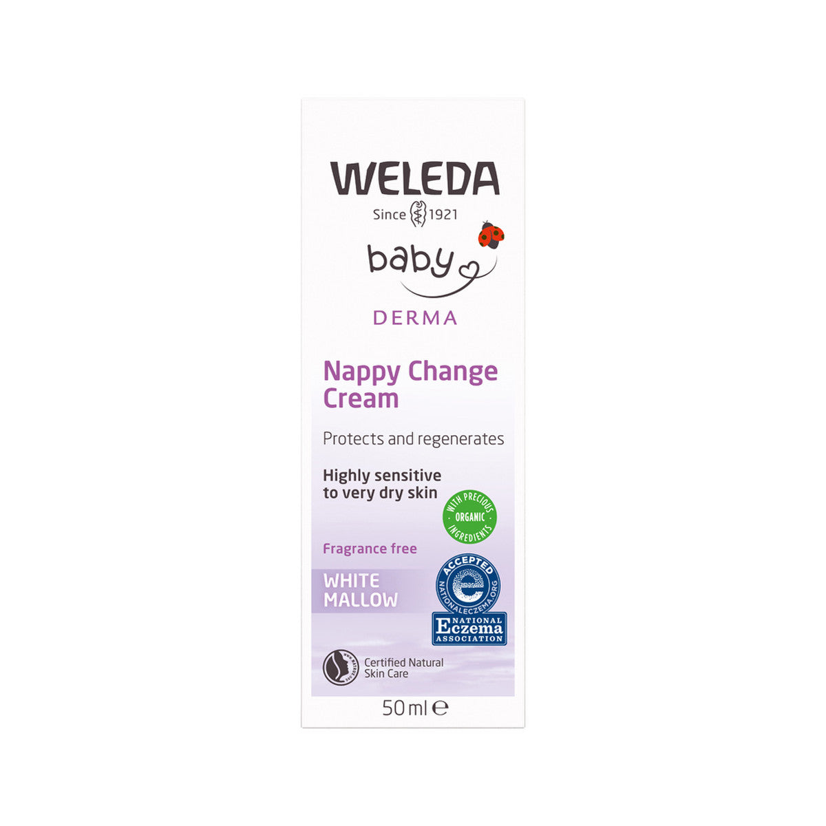 image of Weleda Baby Derma Nappy Change Cream White Mallow (Fragrance Free) 50ml on white background