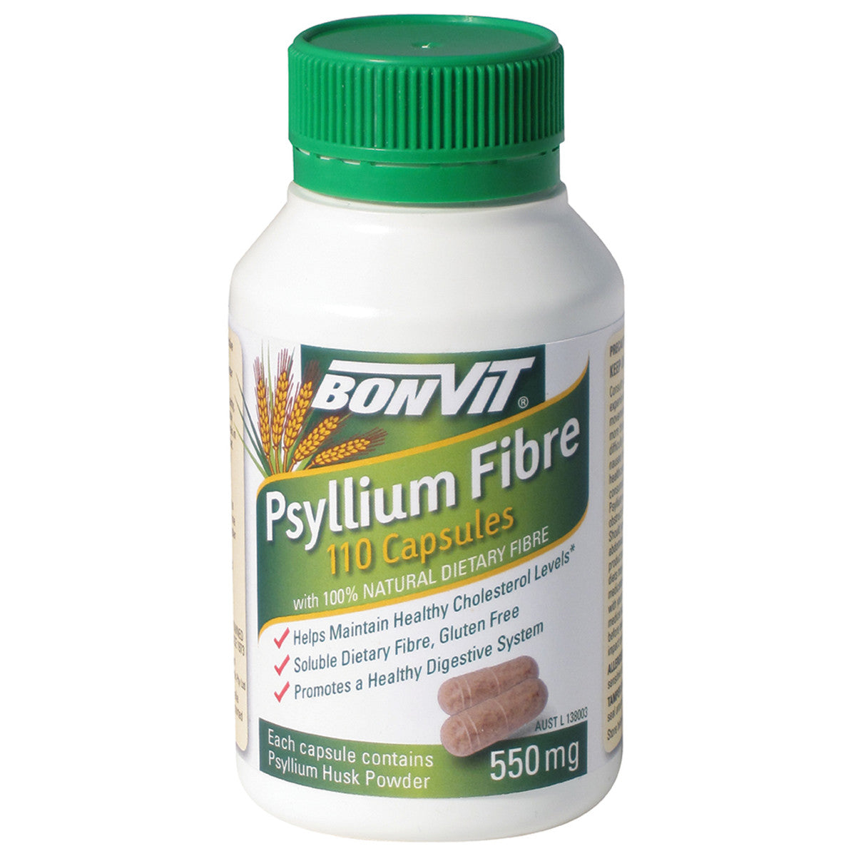 image of Bonvit Psyllium Fibre 550mg 110c on white background