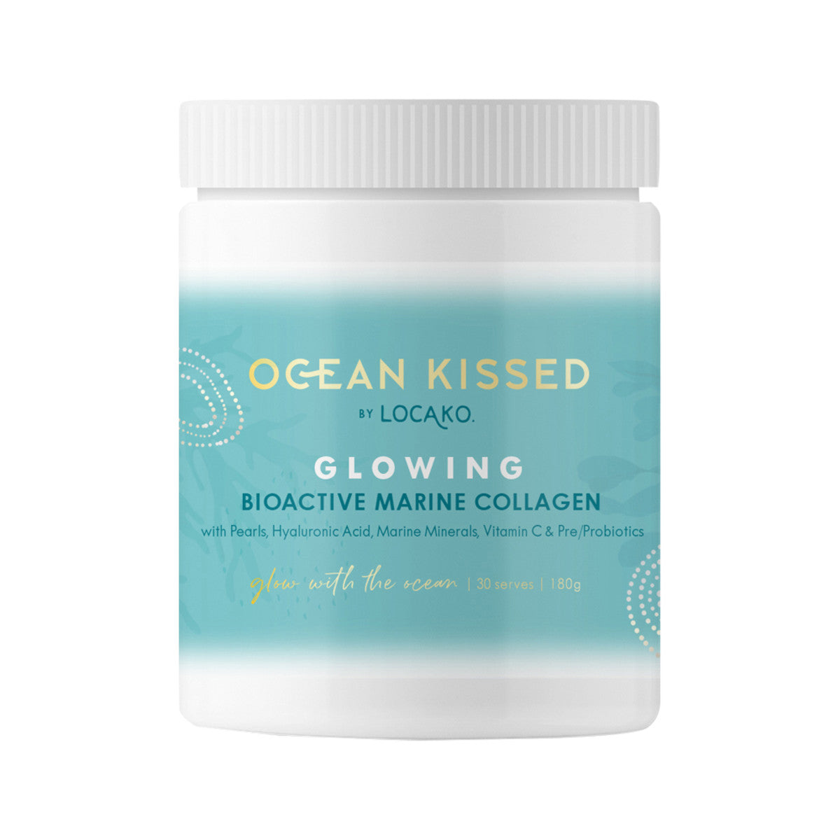 image of Locako Ocean Kissed Glowing Bioactive Marine Collagen 180g with white background