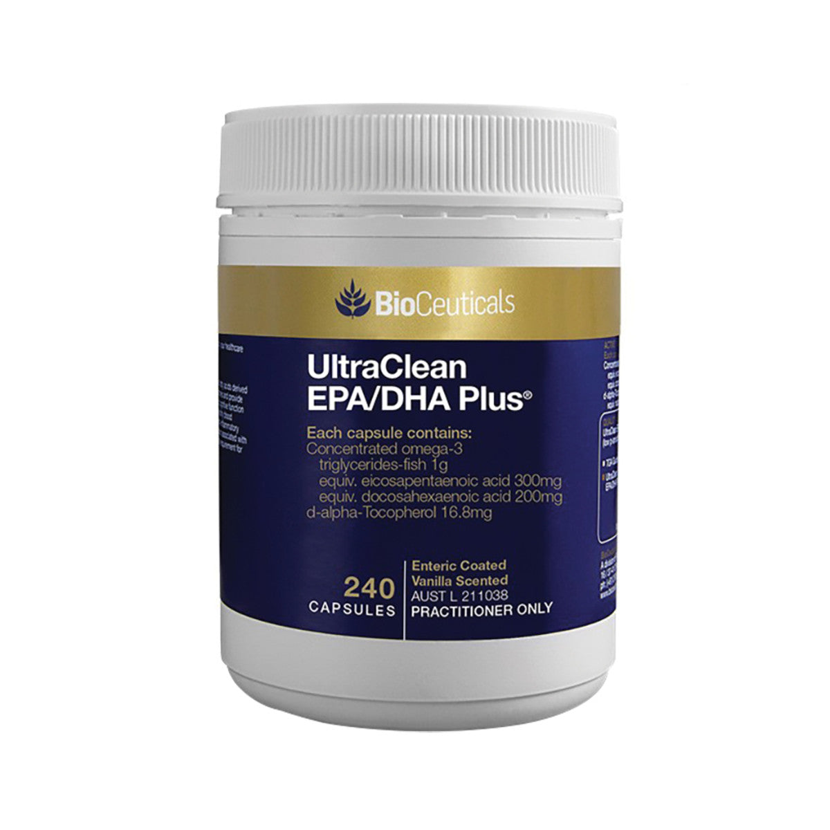 image of BioCeuticals UltraClean EPA/DHA Plus 240c on white background 