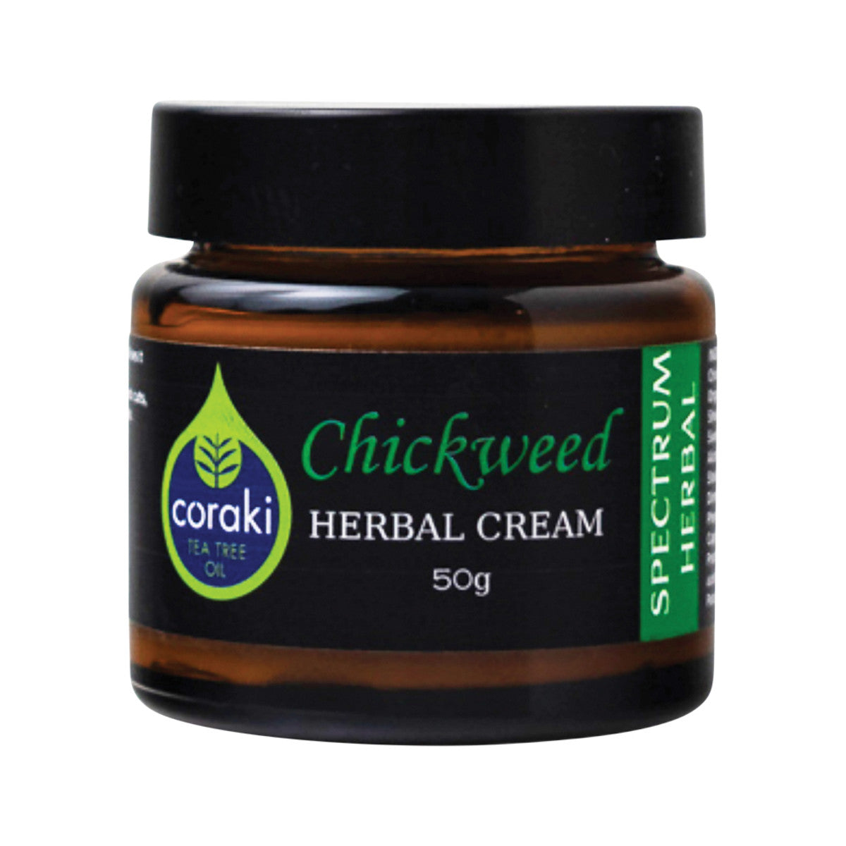 image of Spectrum Herbal Herbal Cream Chickweed with Coraki Tea Tree Oil 50g on white background  
