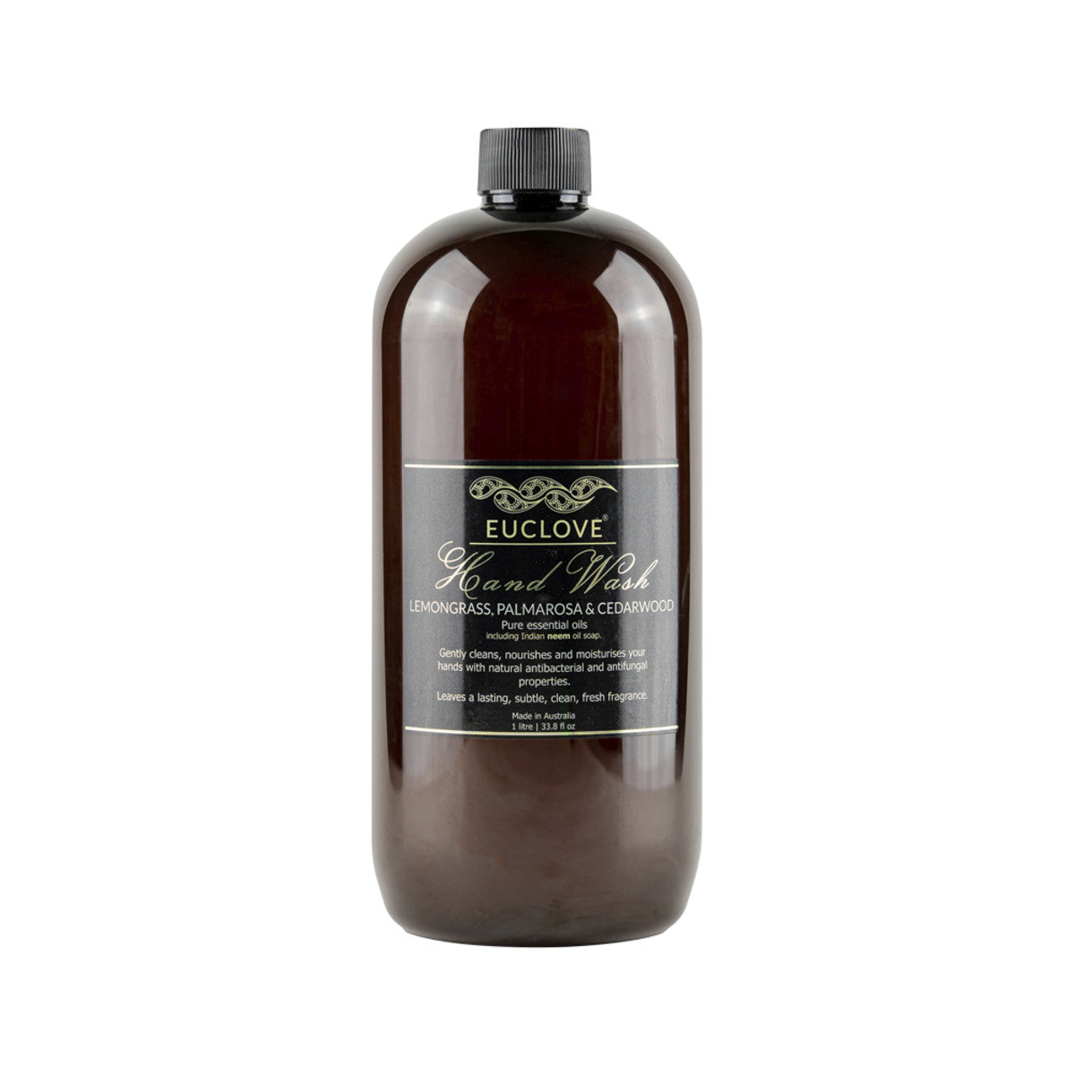 image of Euclove Hand Wash Lemongrass, Palmarosa & Cedarwood 1L on white background 