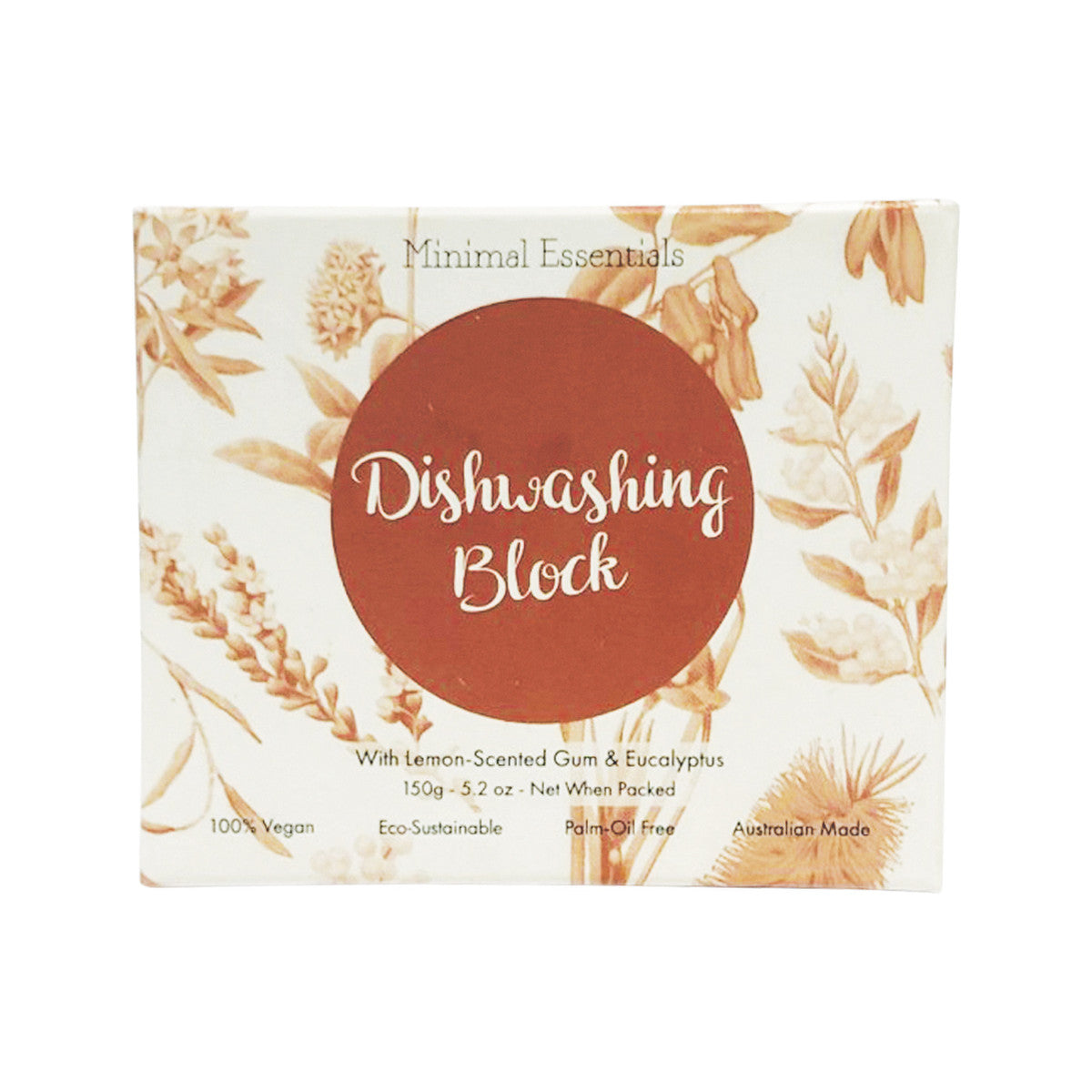 image of Minimal Essentials Dishwashing Block with Lemon Scented Gum & Eucalyptus 150g on white background