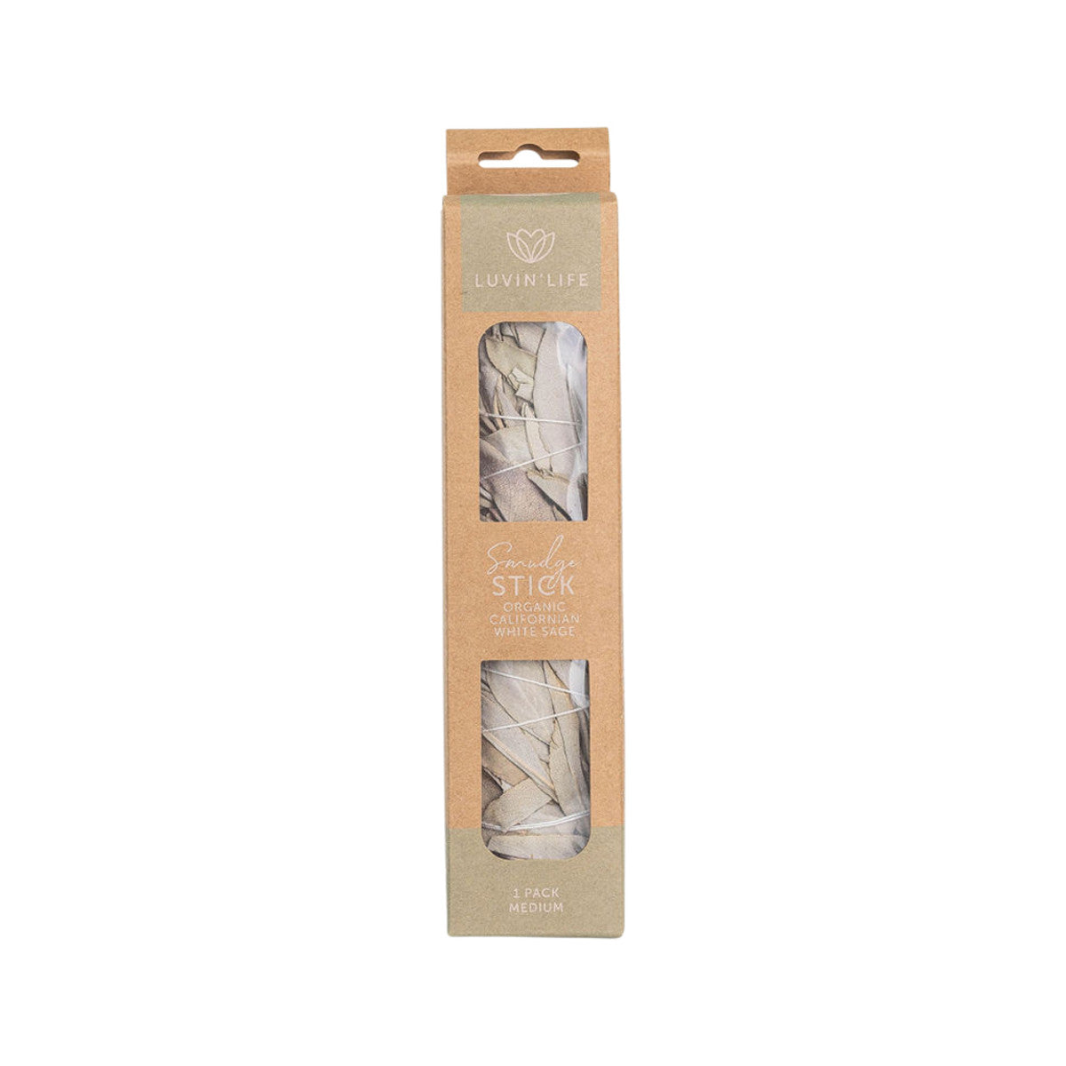 image of Luvin' Life Organic Californian White Sage Smudge Stick medium on white background