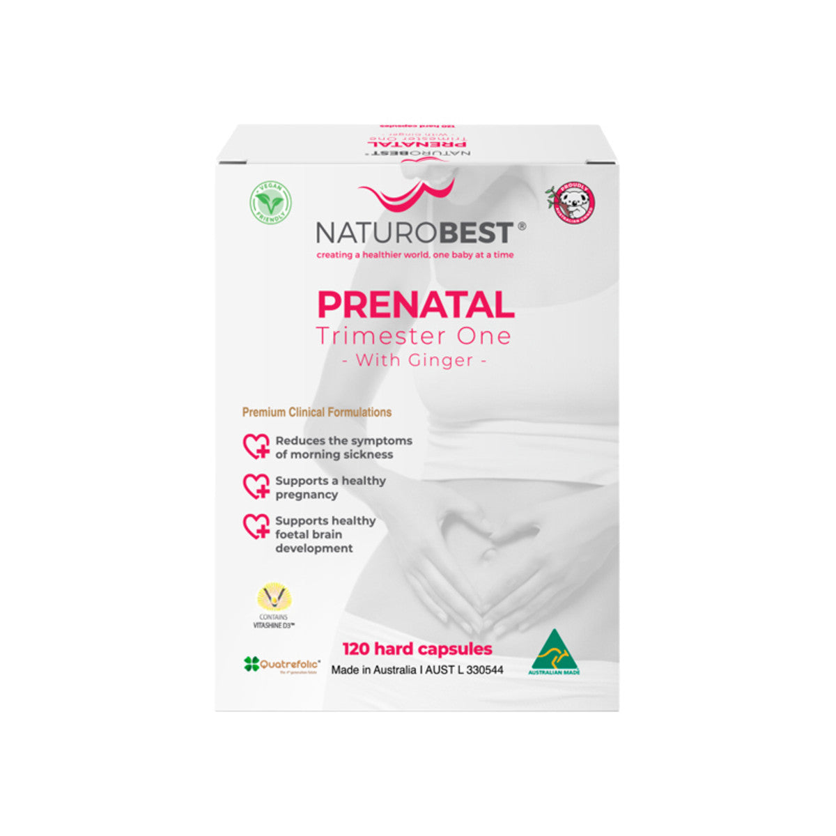 image of NaturoBest Prenatal Trimester One with Ginger 120c on white background 
