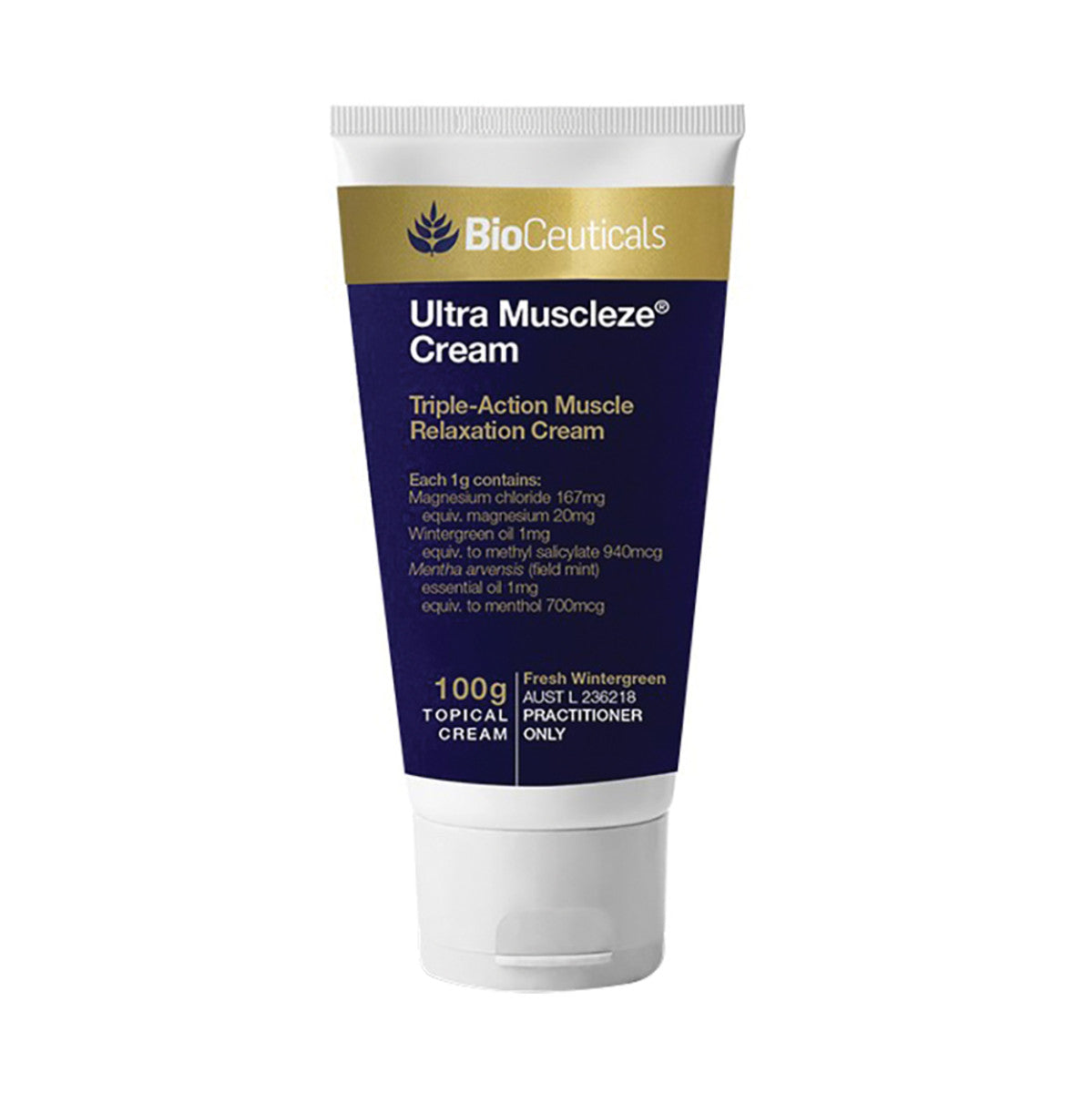 image of BioCeuticals Ultra Muscleze Cream Tube 100g on white background 