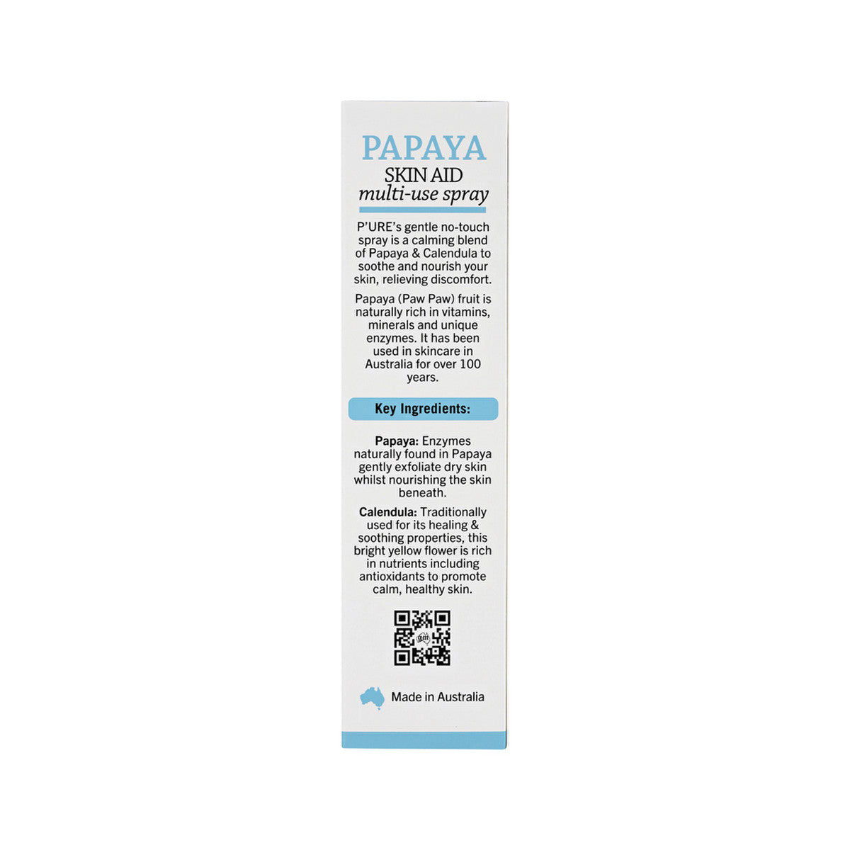 image of P'URE Papayacare Papaya Skin Aid Multi-Use Spray (Paw Paw with Calendula) 80ml with white background