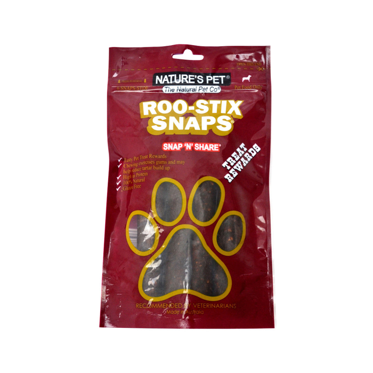 image of Nature's Pet Roo-Stix Snaps x 6 Pack on white background 