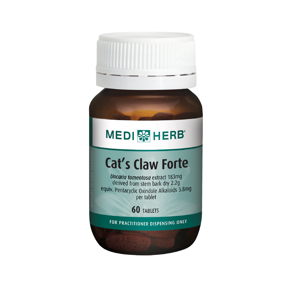 image of MediHerb Cat's Claw Forte 60 tabs on white background 