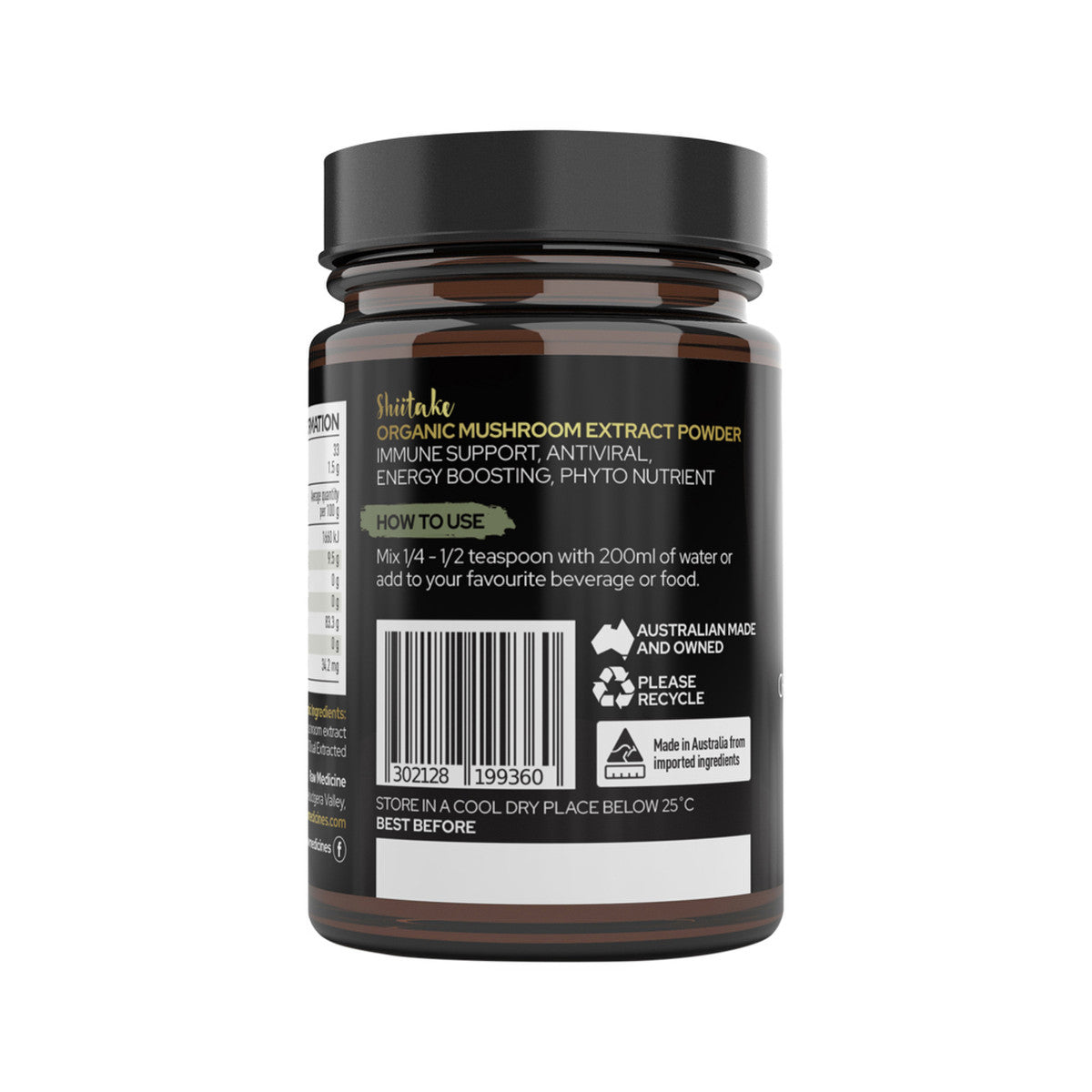 image of Raw Medicine Organic Mushroom Extract Shiitake 50g on white background
