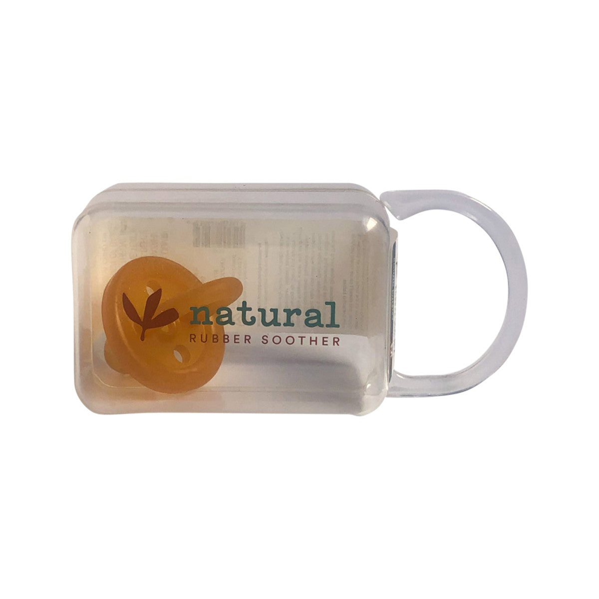 image of Natural Rubber Soother Round Dummy Medium (3-6 Months) Single in Reusable Storer on white background 