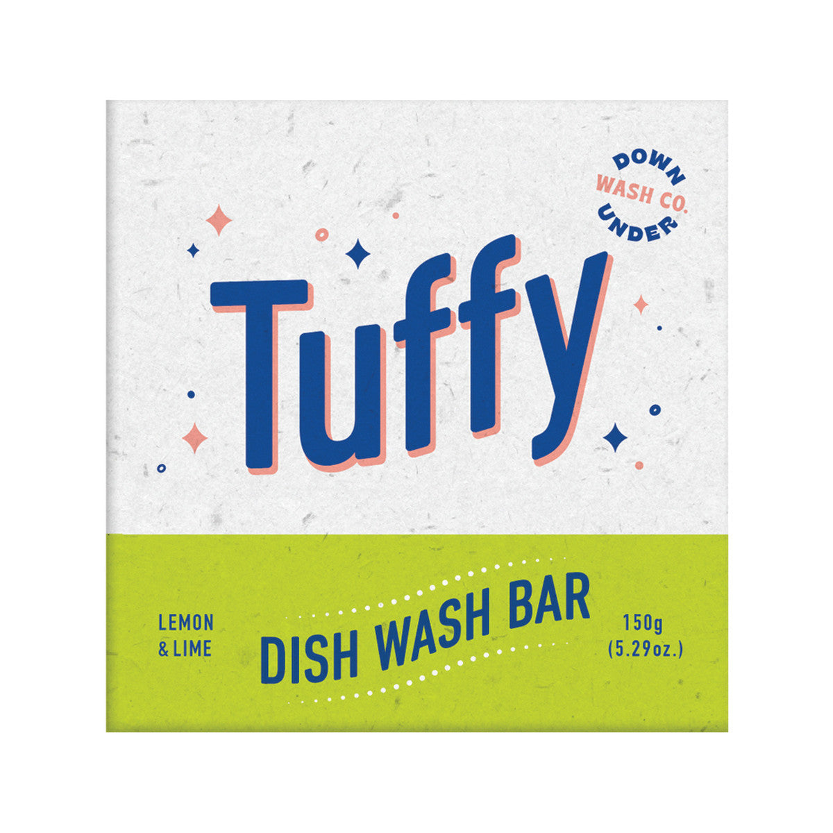 image of Downunder Wash Co. Tuffy Dish Wash Bar Lemon & Lime 150g on white background