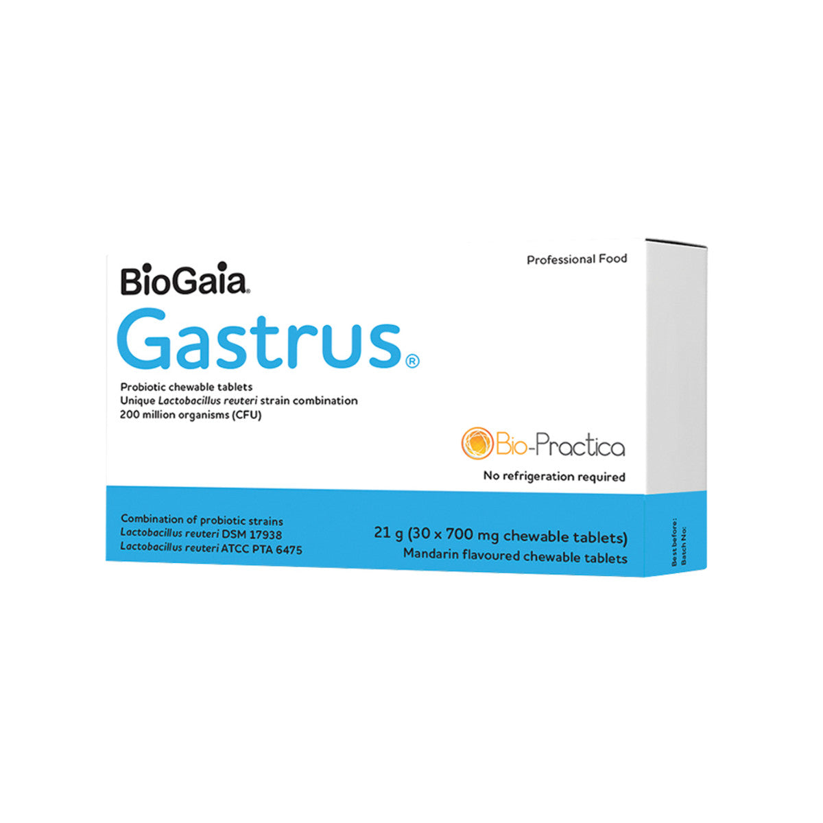 image of Bio-Practica BioGaia Gastrus Chewable 30t on white background 