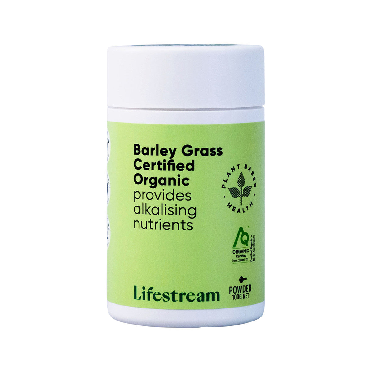 image of Lifestream Barley Grass Certified Organic Powder 100g on white background