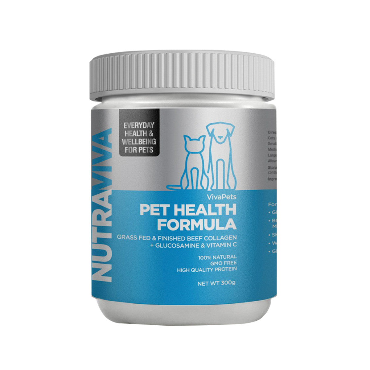 image of NutraViva VivaPets Pet Health Formula 300g on white background 