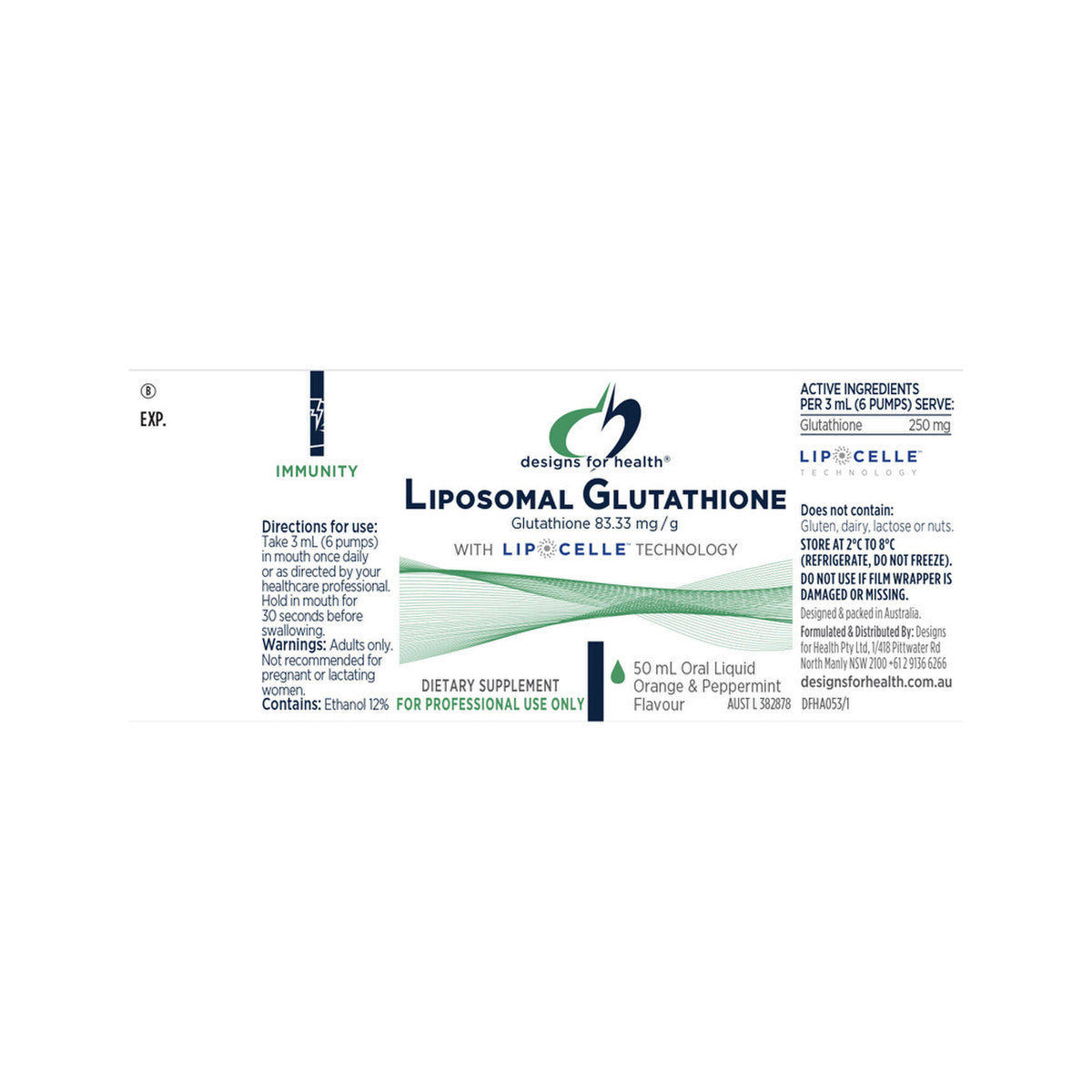 image of Designs For Health Lipocelle Liposomal Glutathione Oral Liquid 50ml on white background
