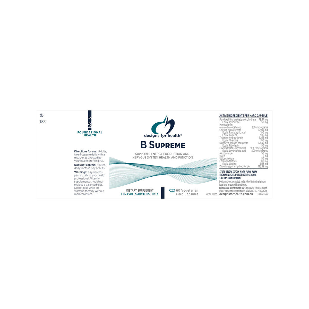 image of Designs For Health B Supreme 60vc on white background