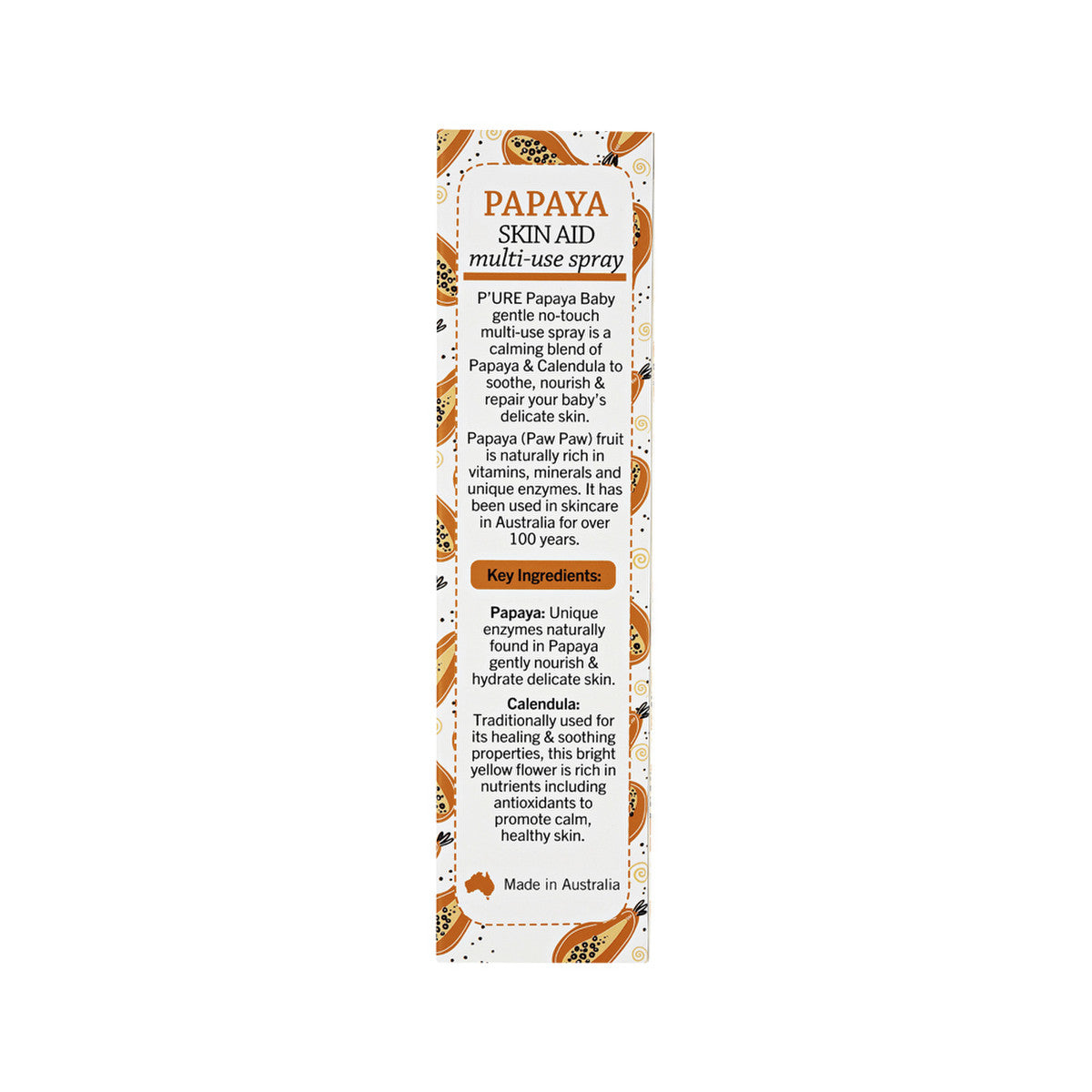 image of P'URE Papayacare Baby Papaya Skin Aid Multi-Use Spray (Paw Paw with Calendula) 80ml on white background