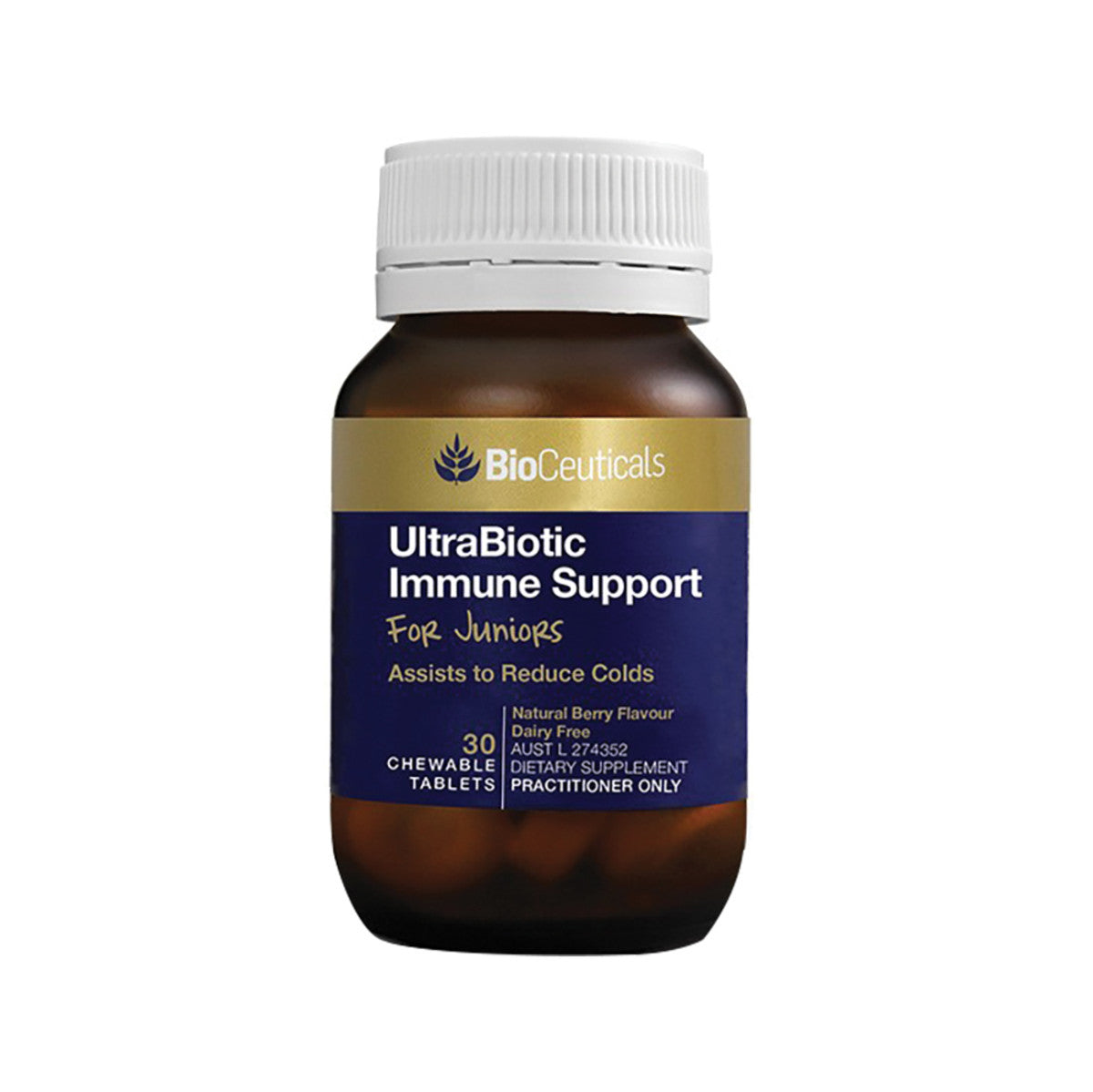 image of BioCeuticals UltraBiotic Immune Support For Juniors Chewable 30t on white background 