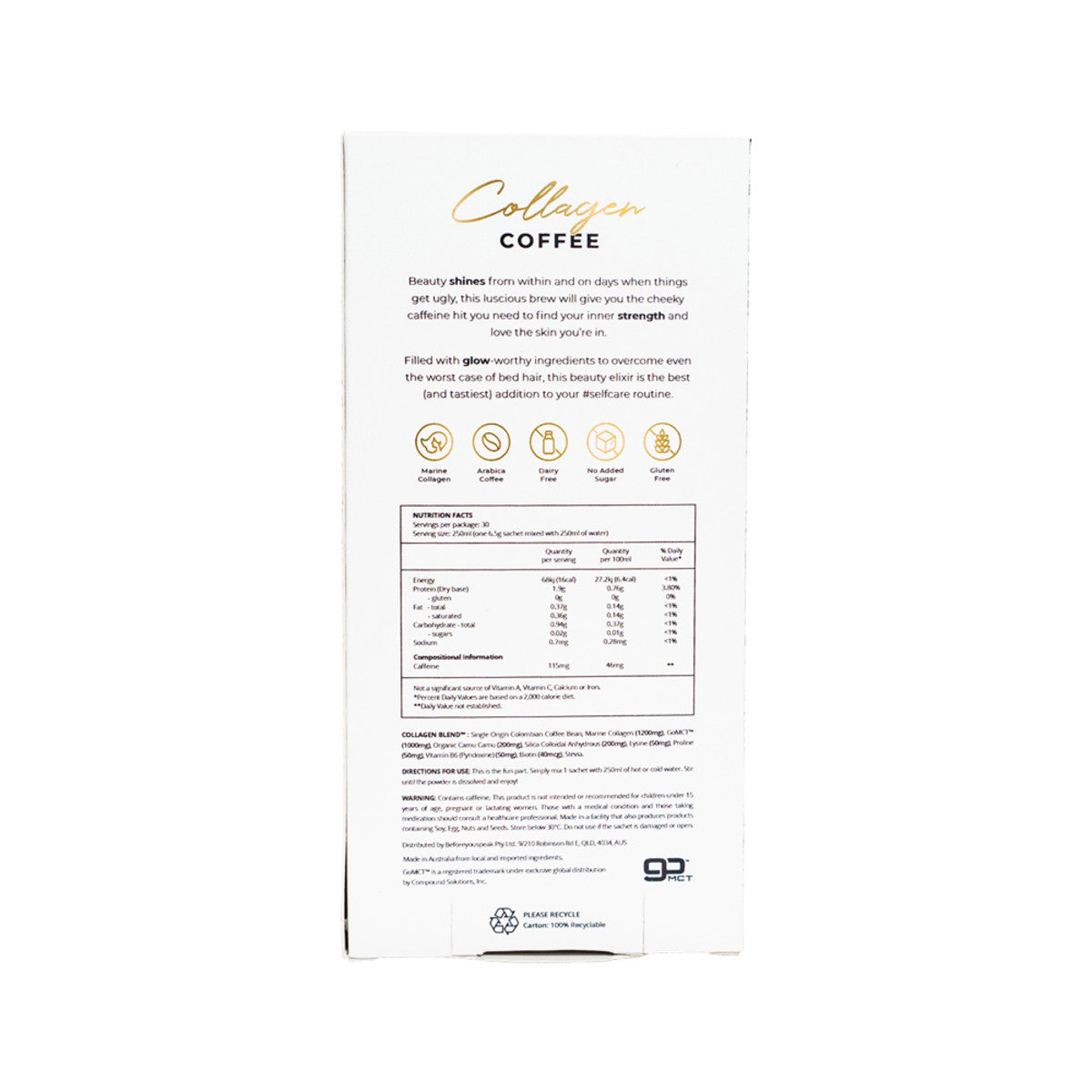 image of Before You Speak Collagen Coffee Original 6.5g x 30 pack on white background