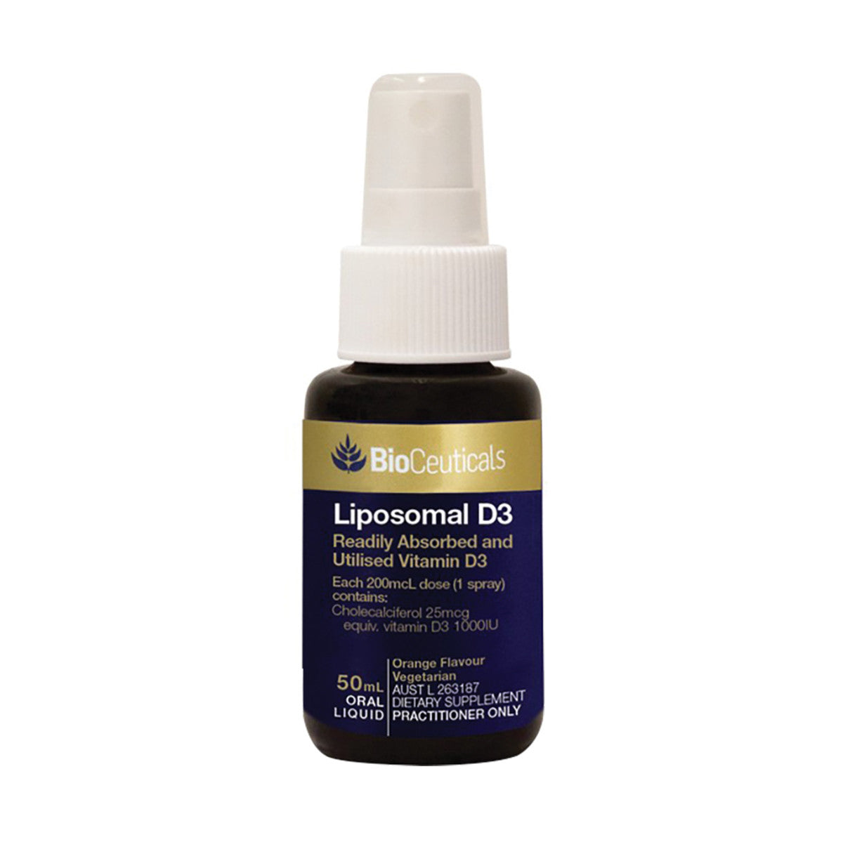 image of BioCeuticals Liposomal D3 Orange Oral Spray 50ml on white background 