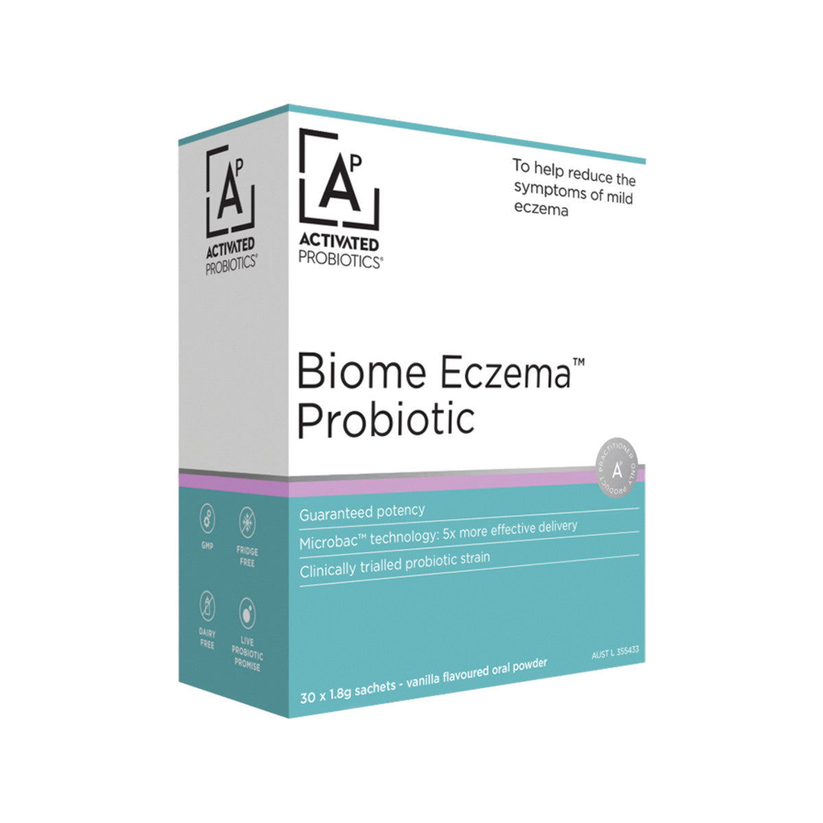image of Activated Probiotics Biome Eczema Probiotic Vanilla Sachets 1.8g x 30 Pack on white background