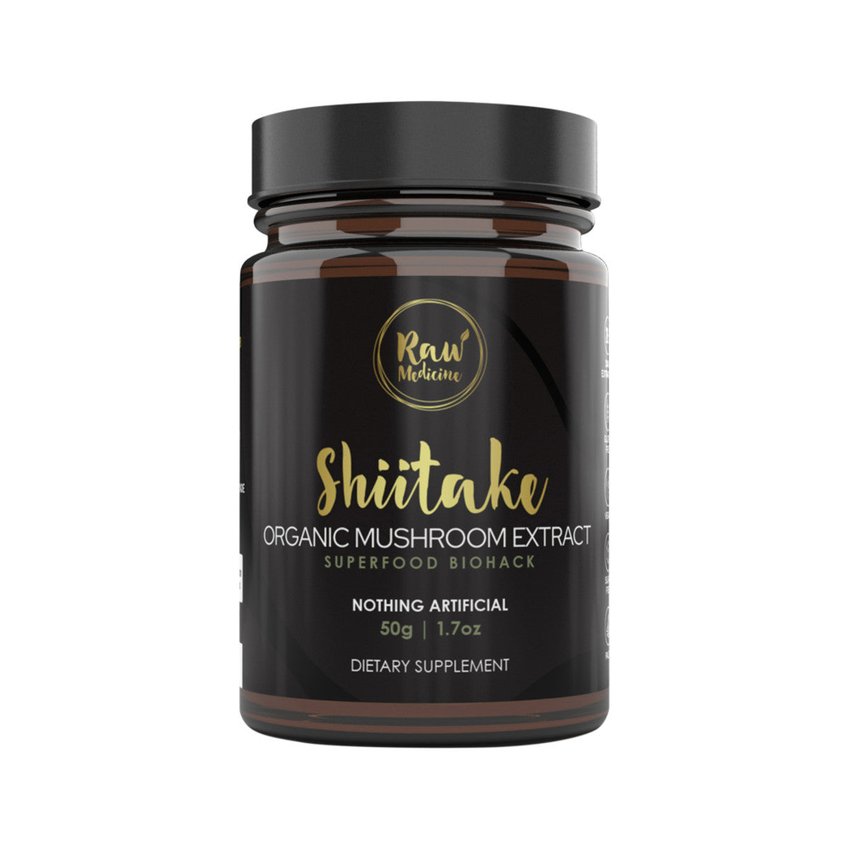 image of Raw Medicine Organic Mushroom Extract Shiitake 50g on white background