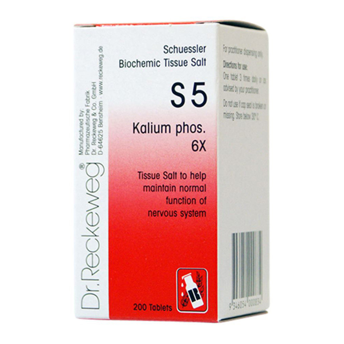 image of Dr. Reckeweg Schuessler BioChemic Tissue Salt S5 (Kalium phos. 6X) 200t on white background