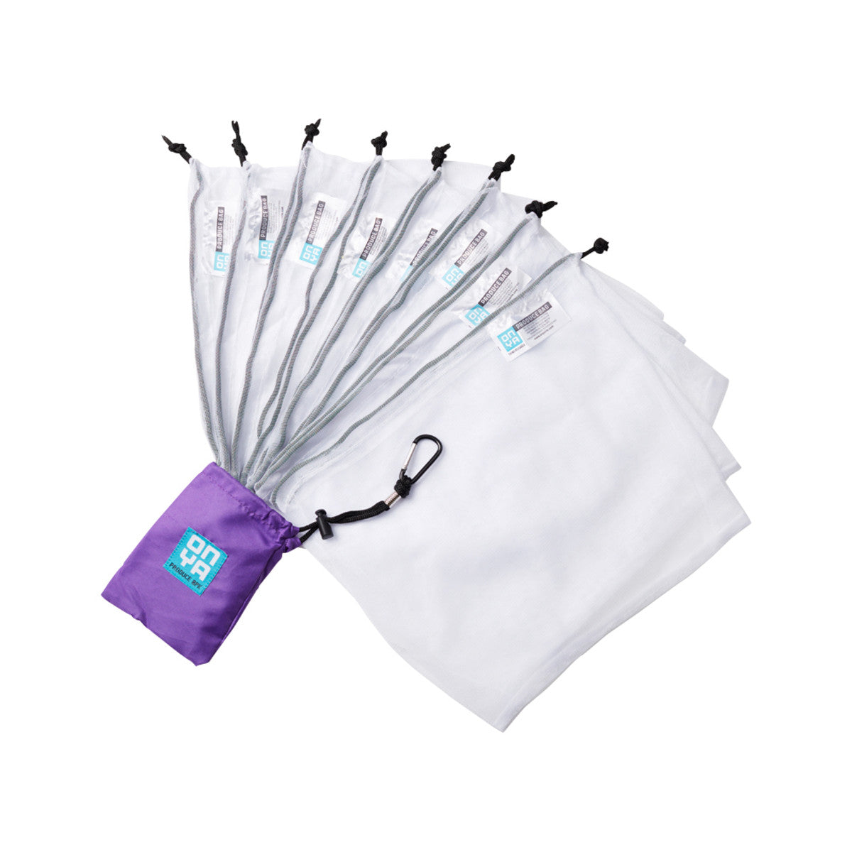 image of Onya Reusable Produce Bags Purple x 8 pack on white background 
