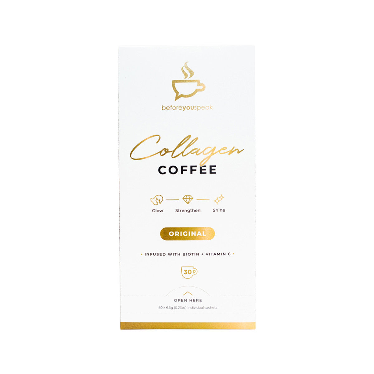 image of Before You Speak Collagen Coffee Original 6.5g x 30 pack on white background