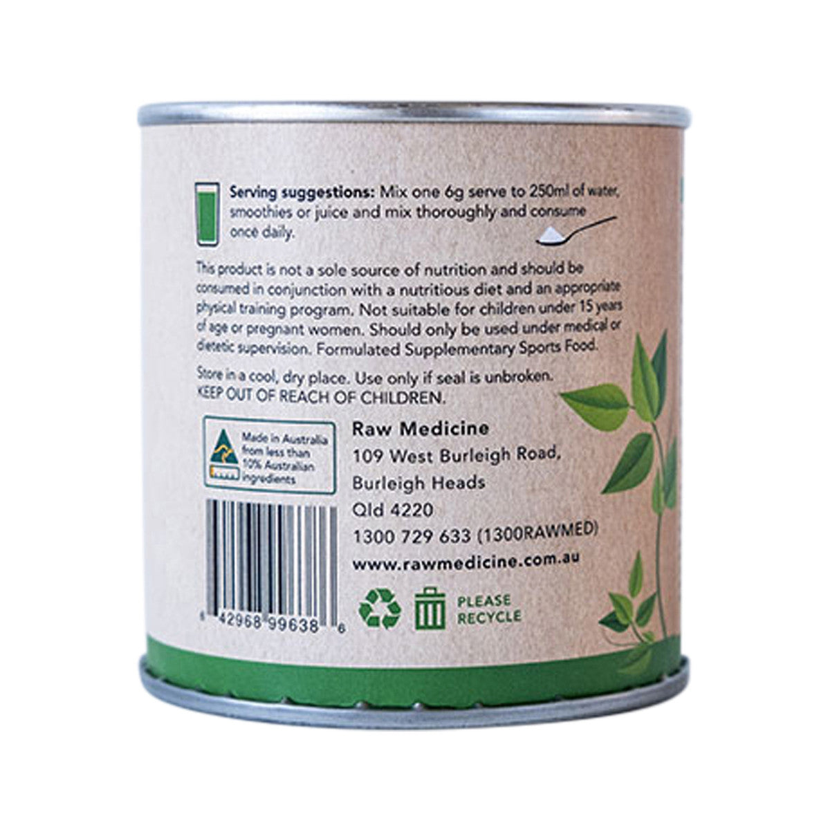 image of Raw Medicine Re-Energise Magnesium + Herbs & Superfoods (Wild Berry Flavour) 150g on white background