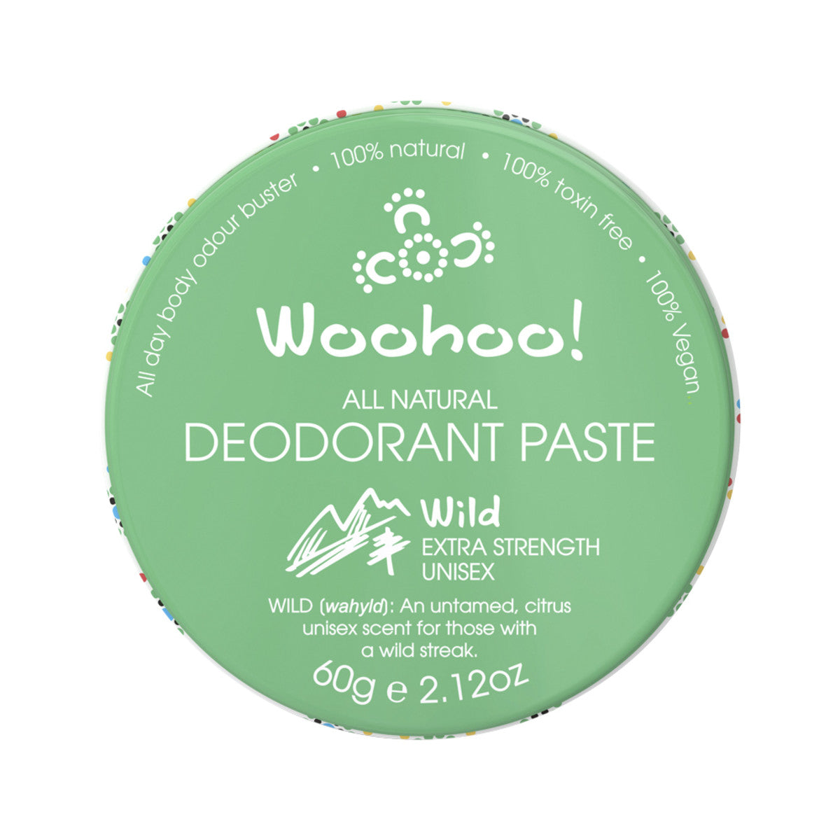 image of Woohoo Deodorant Paste Wild (Extra Strength Unisex) Tin 60g on white background