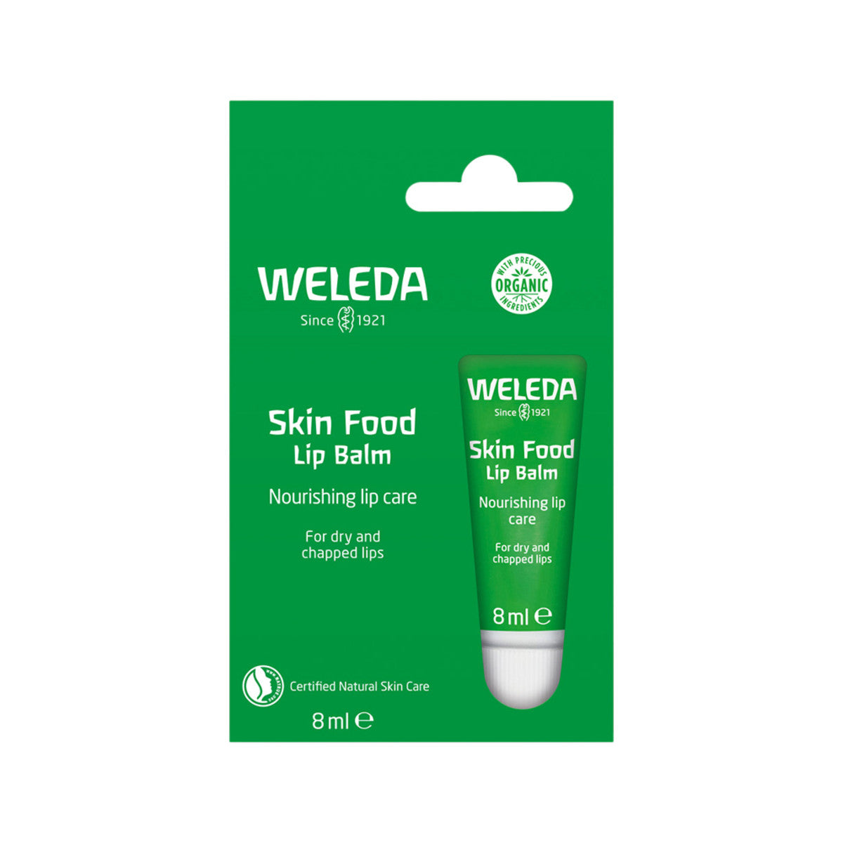image of Weleda Lip Balm Skin Food 8ml on white background